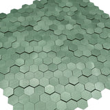 Selbstklebende Mosaikpaneele | Mini Hexagon 3D Pastellgrün | 29,8×30,7 cm | Metall