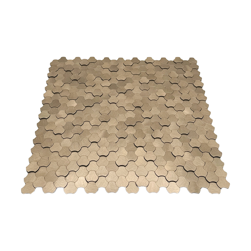 Selbstklebende Mosaikfliesen Metall | Dreipass 3D Champagner | 30,5×29,6 cm | Küche, Bad & WC