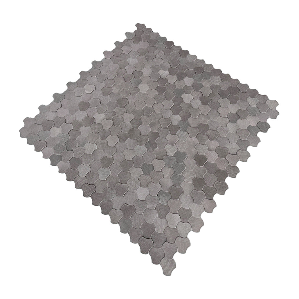 Selbstklebende Mosaikfliesen Metall | Dreipass 3D Anthrazit | 30,5×29,6 cm | Küche, Bad & WC