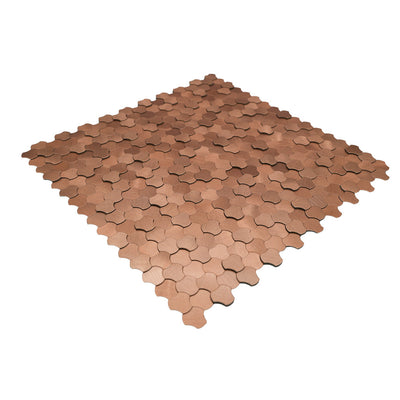 Selbstklebende Mosaikfliesen Metall | Dreipass 3D Kupfer | 30,5×29,6 cm | Küche, Bad & WC