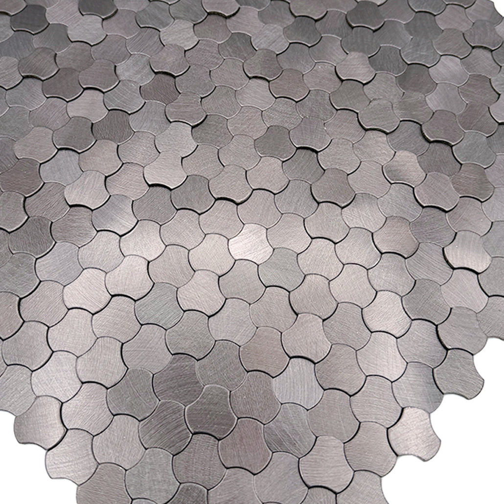 Selbstklebende Mosaikfliesen Metall | Dreipass 3D Anthrazit | 30,5×29,6 cm | Küche, Bad & WC