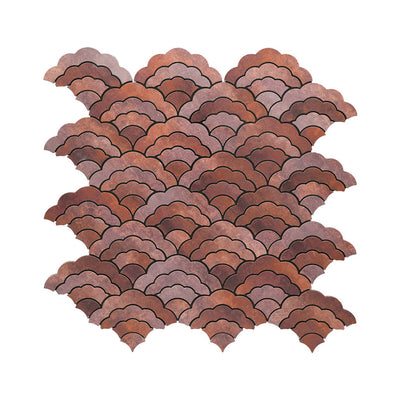 Selbstklebende Mosaikfliesen Metall | Fächer Kupfer | 26,8×28,1 cm | Küche, Bad & WC