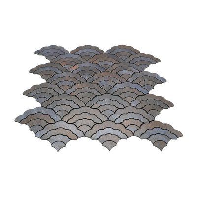 Selbstklebende Mosaikfliesen Metall | Fächer Anthrazit | 26,8×28,1 cm | Küche, Bad & WC