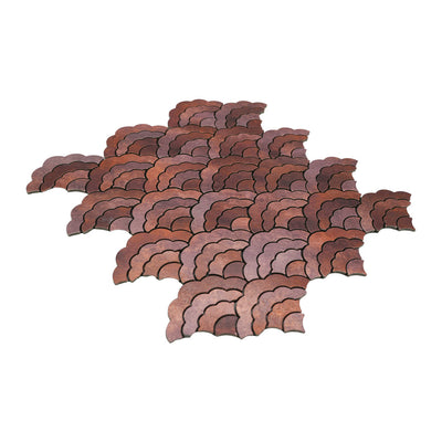 Selbstklebende Mosaikfliesen Metall | Fächer Kupfer | 26,8×28,1 cm | Küche, Bad & WC