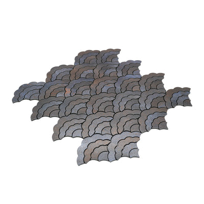 Selbstklebende Mosaikfliesen Metall | Fächer Anthrazit | 26,8×28,1 cm | Küche, Bad & WC