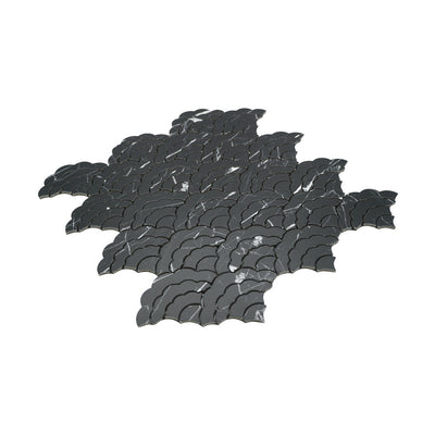 Selbstklebende Mosaikfliesen Metall | Fächer Schwarz | 26,8×28,1 cm | Küche, Bad & WC