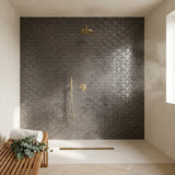Selbstklebende Mosaikfliesen Metall | Fächer Anthrazit | 26,8×28,1 cm | Küche, Bad & WC