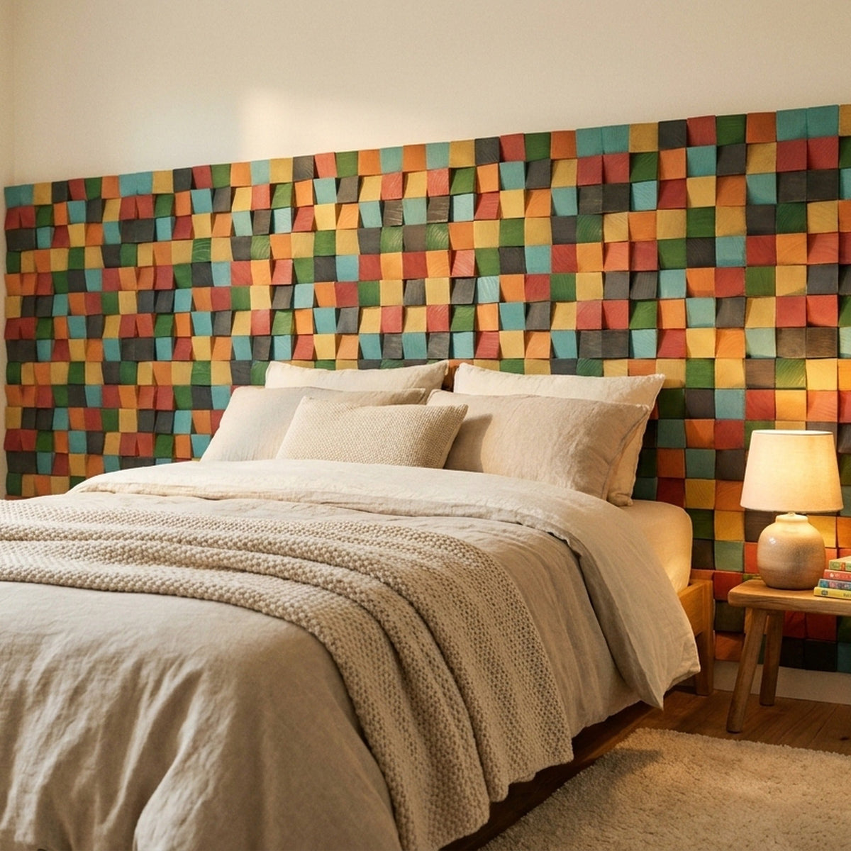Holz Wandverkleidung Dark Pine Mosaik-Look 3D | 30×30 cm
