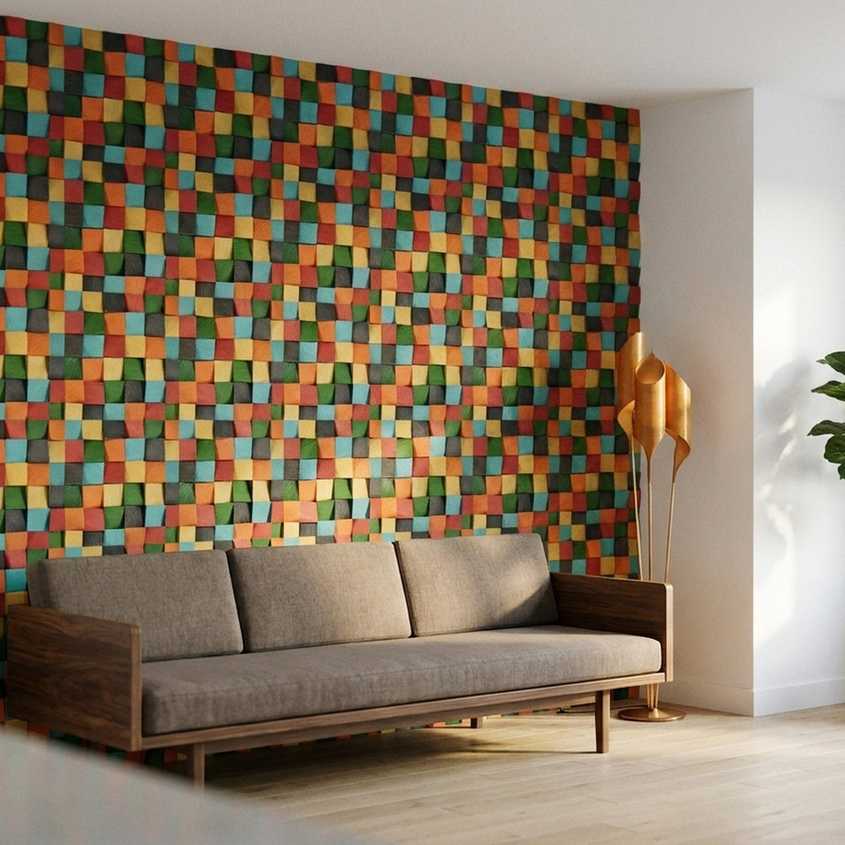 Holz Wandverkleidung Dark Pine Mosaik-Look 3D | 30×30 cm