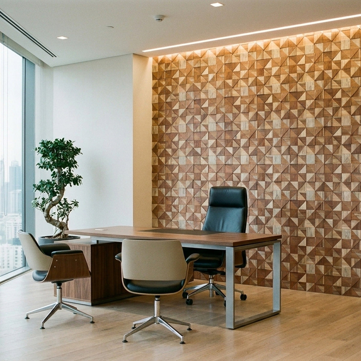 Holz Wandverkleidung Merbau Mosaik-Look 3D | 30×30 cm