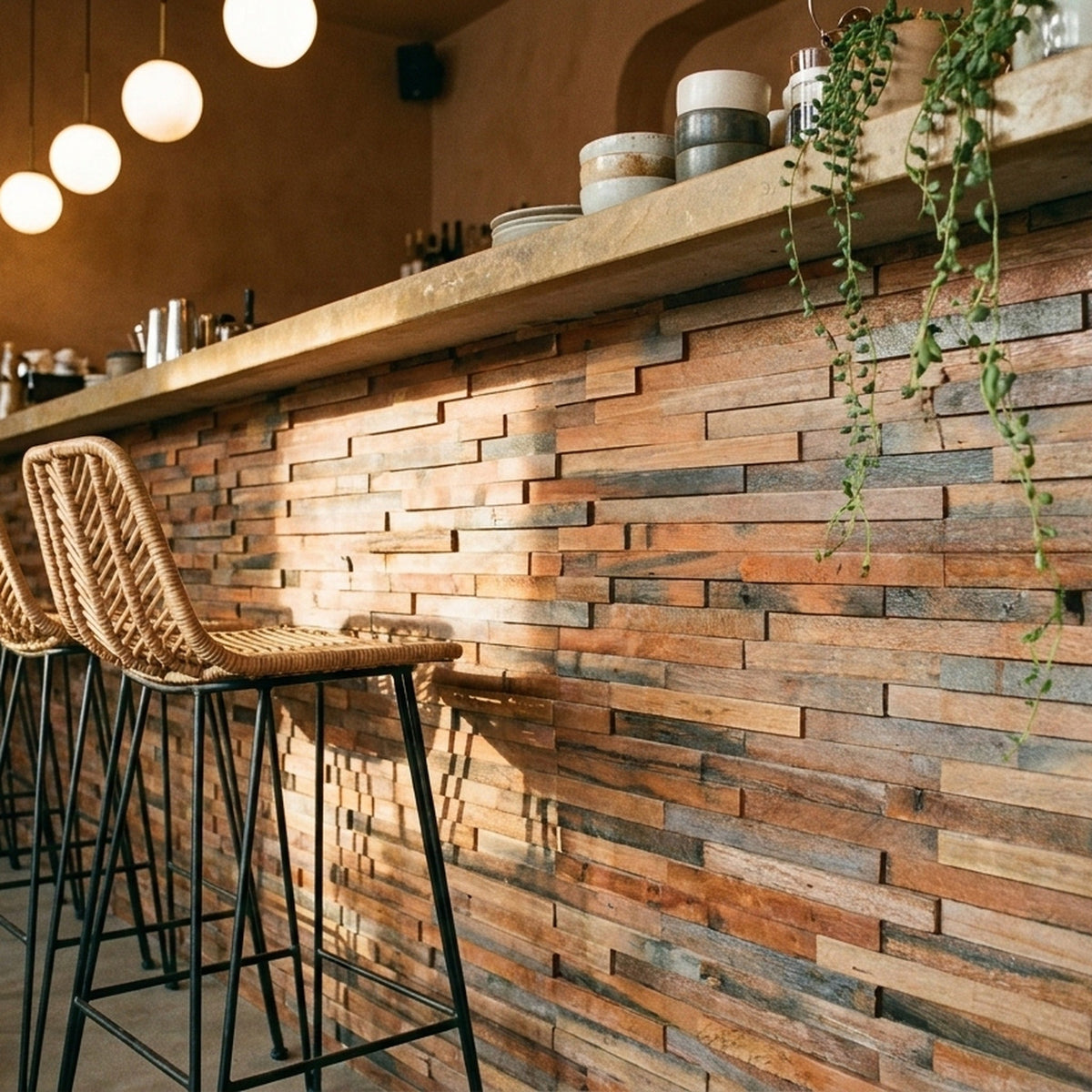 Holz Wandverkleidung Shipwood XL Mosaik-Look 3D | 30×60 cm