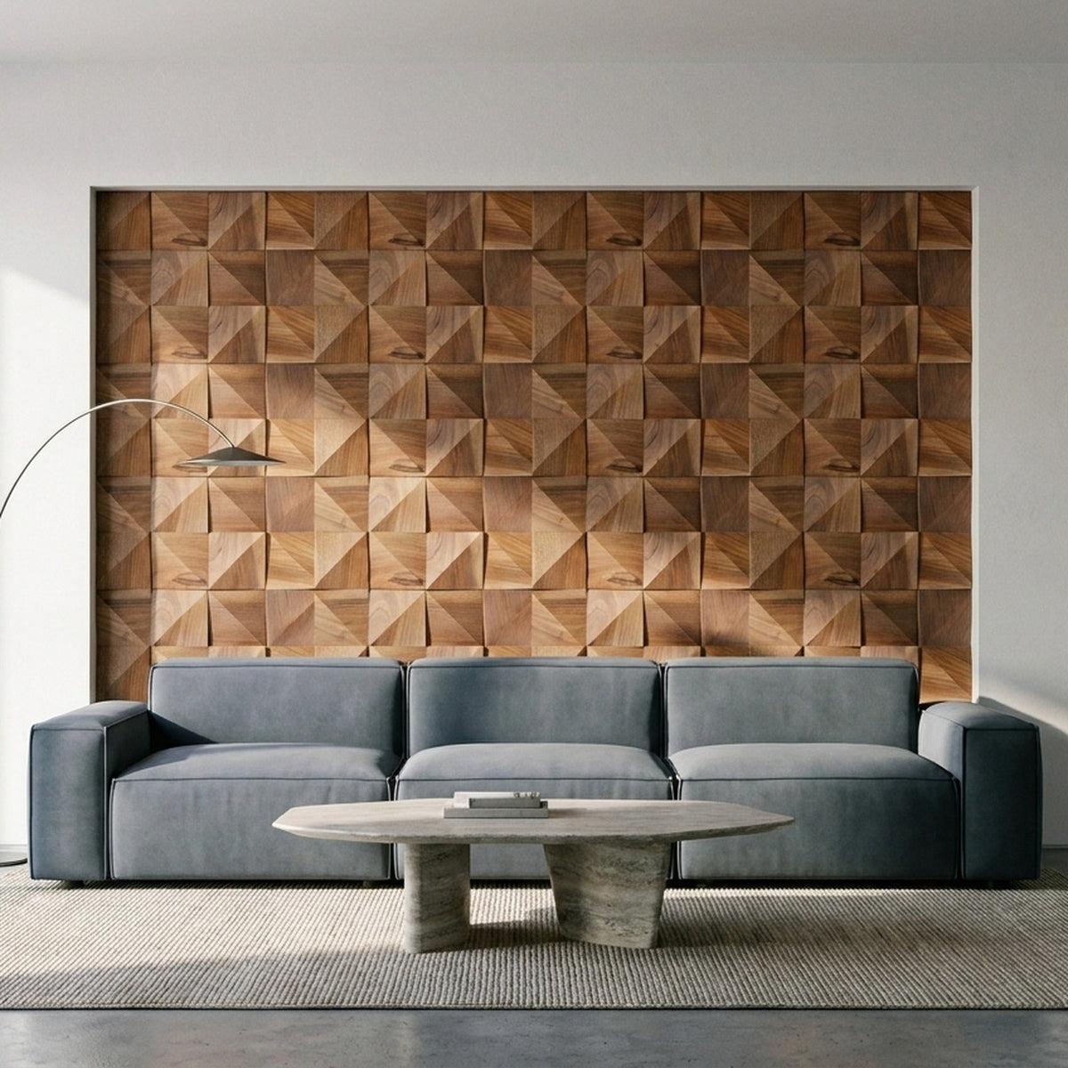 Holz Wandverkleidung Slim Walnuss Mosaik-Look 3D | 20×40 cm