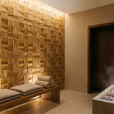 Holz Wandverkleidung Timeless Teak Mosaik-Look 3D | 30×30 cm