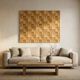 Holz Wandverkleidung Timeless Teak Mosaik-Look 3D | 30×30 cm