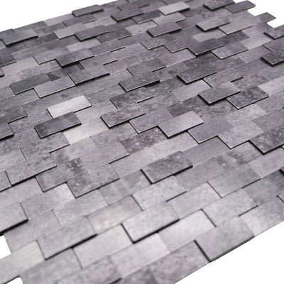 Selbstklebende Mosaikfliesen Metall | Riemchen 3D Anthrazit | 30×29,8 cm | Küche, Bad & WC