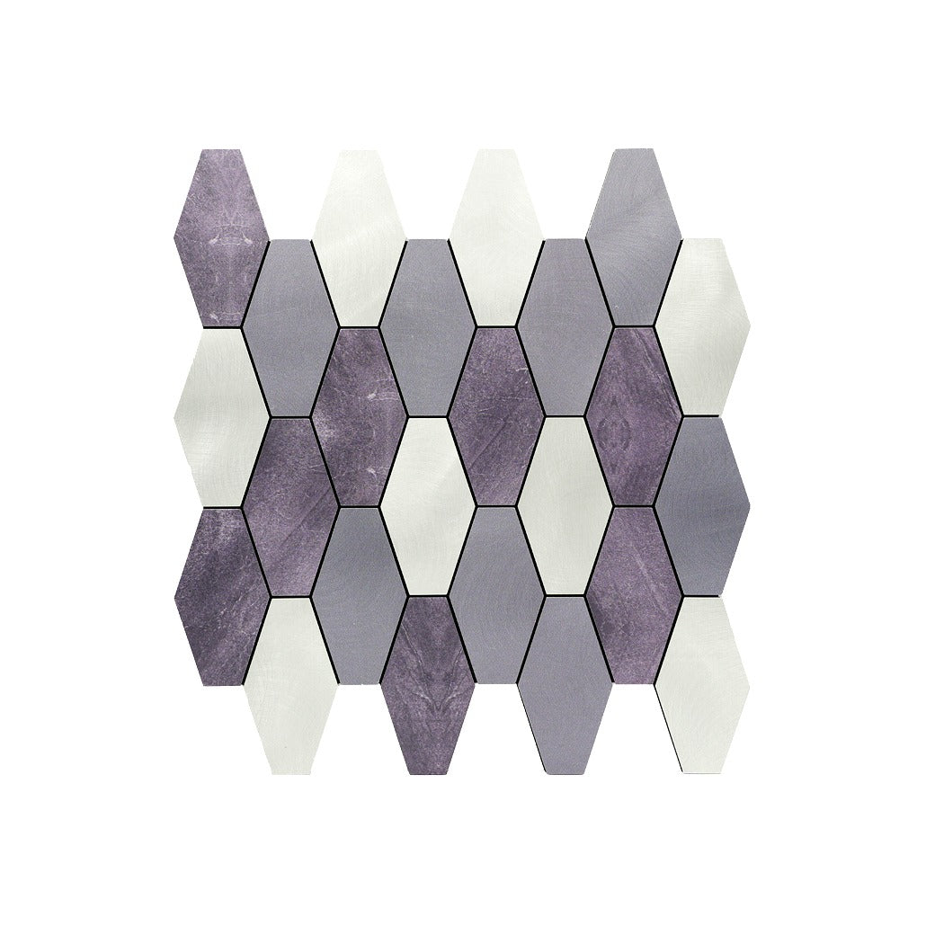 Selbstklebende Mosaikfliesen Metall | Picket Lila | 30×30 cm | Küche, Bad & WC