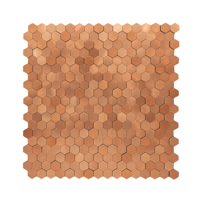 Selbstklebende Mosaikfliesen Metall | Mini Hexagon 3D Kupfer | 29,8×30,7 cm | Küche, Bad & WC