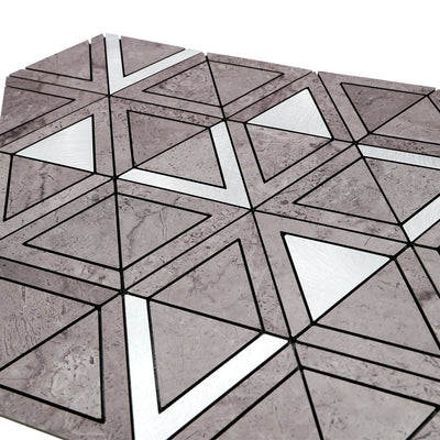 Selbstklebende Mosaikfliesen Metall | Dreieck Grau Silber | 28,7×33,1 cm | Küche, Bad & WC