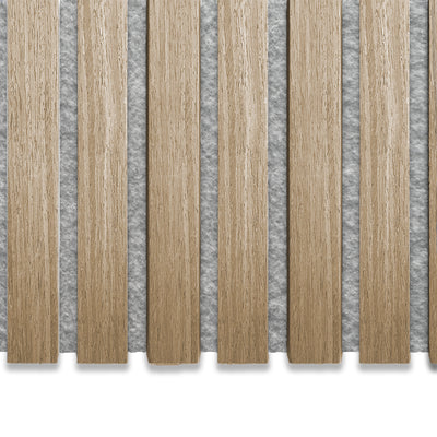Akustikpaneele Natürliche Eiche mit Filz Grau | XL 300 cm x 60 cm | Dreiseitig Echtholzfurnier