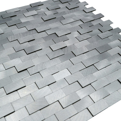 Selbstklebende Mosaikfliesen Metall | Riemchen 3D Silber | 30×29,8 cm | Küche, Bad & WC