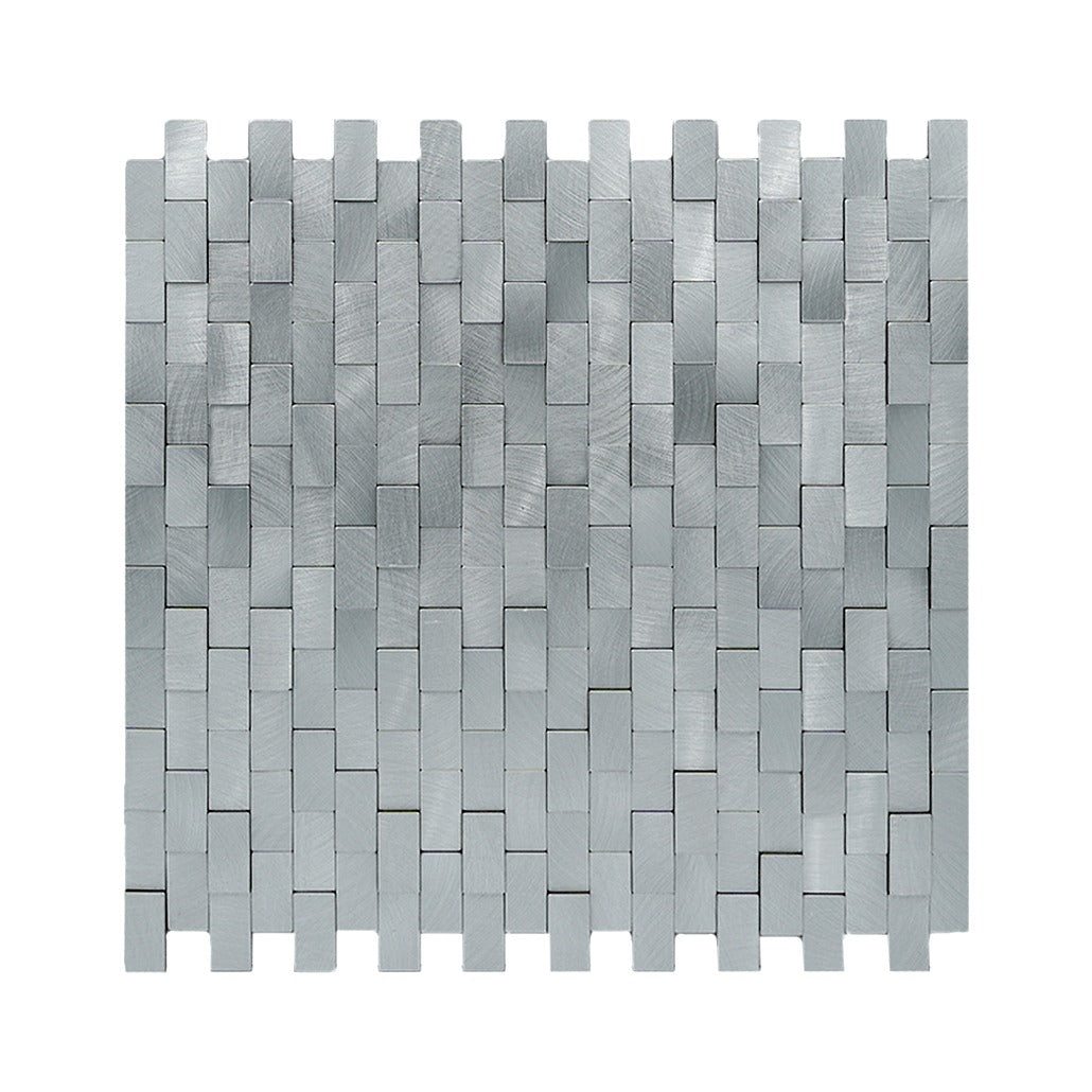 Selbstklebende Mosaikfliesen Metall | Riemchen 3D Silber | 30×29,8 cm | Küche, Bad & WC