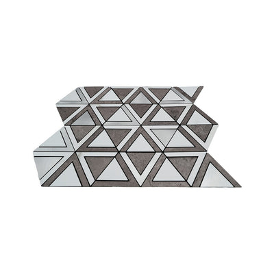 Selbstklebende Mosaikfliesen Metall | Dreieck Grau Weiß-Silber | 28,7×33,1 cm | Küche, Bad & WC