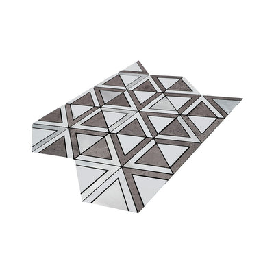 Selbstklebende Mosaikfliesen Metall | Dreieck Grau Weiß-Silber | 28,7×33,1 cm | Küche, Bad & WC