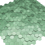 Selbstklebende Mosaikfliesen Metall | Mini Hexagon 3D Pastellgrün | 29,8×30,7 cm | Küche, Bad & WC