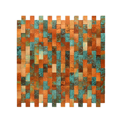 Selbstklebende Mosaikfliesen Metall | Riemchen 3D Patina Kupfer | 30×29,8 cm | Küche, Bad & WC