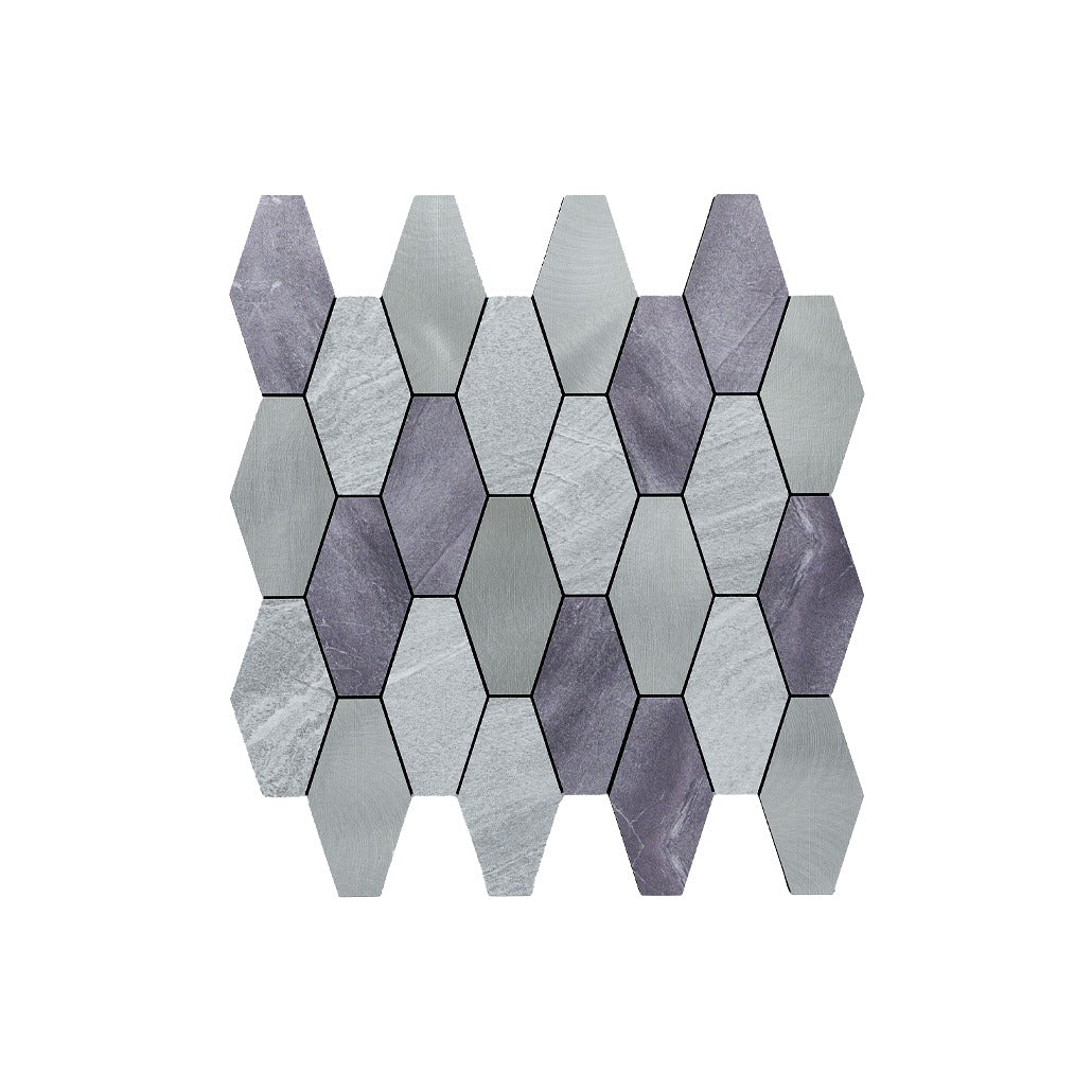 Selbstklebende Mosaikfliesen Metall | Picket Grau | 30×30 cm | Küche, Bad & WC