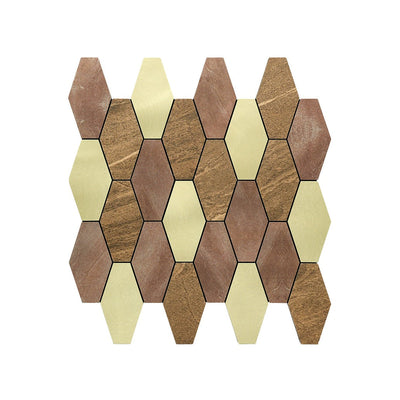 Selbstklebende Mosaikfliesen Metall | Picket Braun | 30×30 cm | Küche, Bad & WC