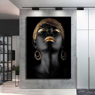 Leinwand | Plexiglas Malerei Gold Lip Girl 1