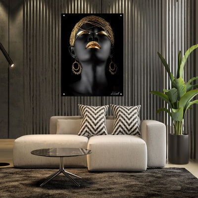 Leinwand | Plexiglas Malerei Gold Lip Girl 1