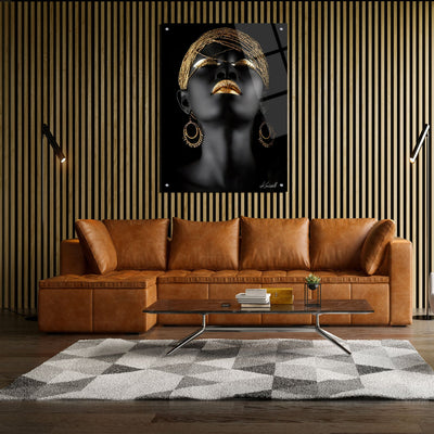 Leinwand | Plexiglas Malerei Gold Lip Girl 1