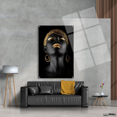 Leinwand | Plexiglas Malerei Gold Lip Girl 1
