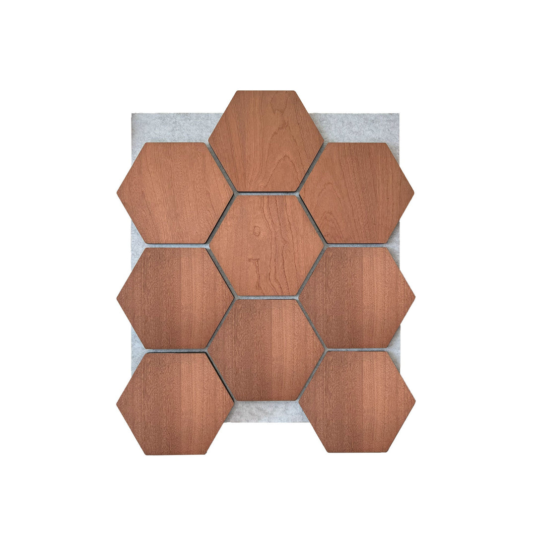 Hexagonpaneel Geräucherte Eiche mit grauem Filz 81CM | Akustik | Wanddekoration | Sechseck-Form