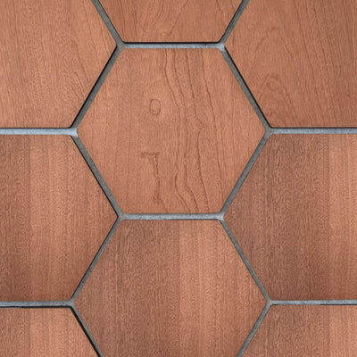 Hexagonpaneel Geräucherte Eiche mit grauem Filz 81CM | Akustik | Wanddekoration | Sechseck-Form