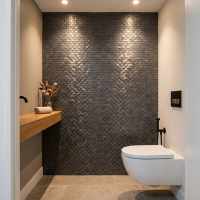 Selbstklebende Mosaikfliesen Metall | Riemchen 3D Anthrazit | 30×29,8 cm | Küche, Bad & WC