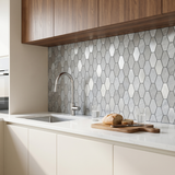 Selbstklebende Mosaikfliesen Metall | Picket Silber | 30×30 cm | Küche, Bad & WC