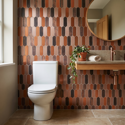 Selbstklebende Mosaikfliesen Metall | Picket Braun | 28,2×27,3 cm | Küche, Bad & WC