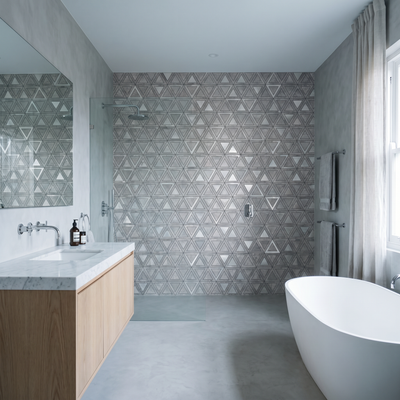 Selbstklebende Mosaikfliesen Metall | Dreieck Grau Silber | 28,7×33,1 cm | Küche, Bad & WC