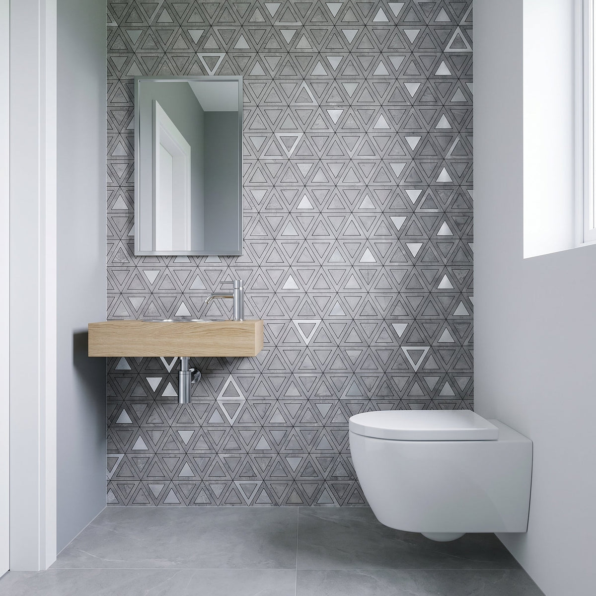 Selbstklebende Mosaikfliesen Metall | Dreieck Grau Silber | 28,7×33,1 cm | Küche, Bad & WC
