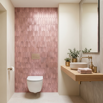 Selbstklebende Mosaikfliesen Metall | Bogen Rosa | 28,8×29,8 cm | Küche, Bad & WC