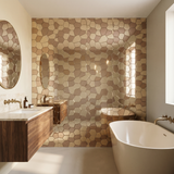 Selbstklebende Mosaikfliesen Metall | Polygon Gold | 30×26,2 cm | Küche, Bad & WC