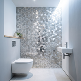 Selbstklebende Mosaikfliesen Metall | Polygon Silber | 30×26,2 cm | Küche, Bad & WC