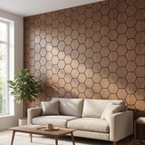 Hexagonpaneel Walnuss im Wohnzimmer