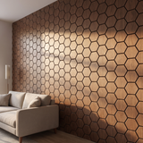 Hexagonpaneel Walnuss Seitenansicht 3D-Tiefe