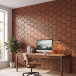 Hexagonpaneel Geräucherte Eiche im Homeoffice
