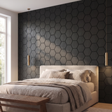 Hexagonpaneel Schwarz im Schlafzimmer