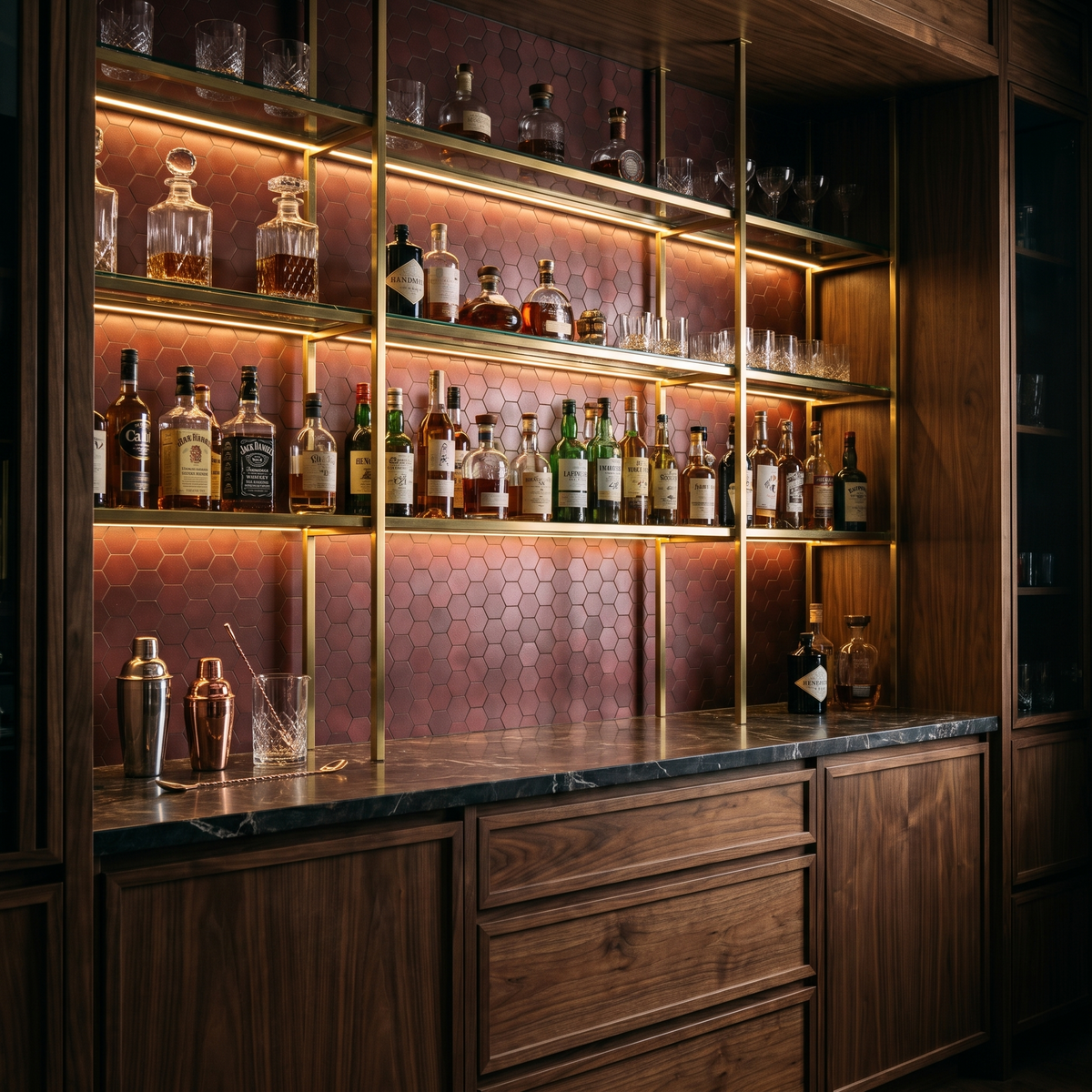 Hexagon Mosaik Bordeaux Bar